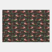 Christmas Fish Santa Hats Red Green Plaid Stripes Inpakpapier Vel (Voorkant)