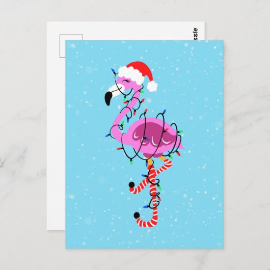 Christmas Flamingo Briefkaart (Voorkant / Achterkant)