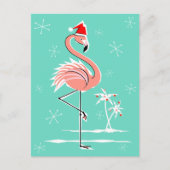 Christmas Flamingo briefkaart aqua terug (Voorkant)