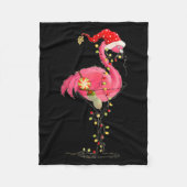 Christmas Flamingo In Martini Gl For Trocal Holida Fleece Deken (Voorkant)