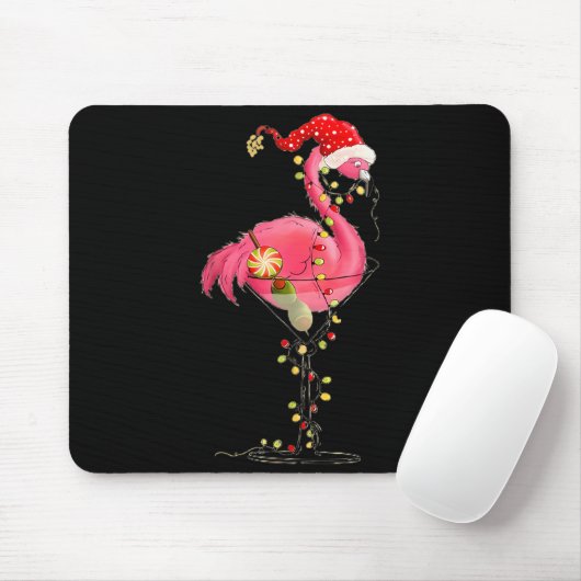 Christmas Flamingo In Martini Gl For Trocal Holida Muismat (Met muis)