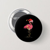 Christmas Flamingo In Martini Gl For Trocal Holida Ronde Button 5,7 Cm (Voorkant /achterkant)