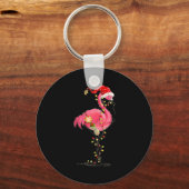 Christmas Flamingo In Martini Gl For Trocal Holida Sleutelhanger (Voorkant)