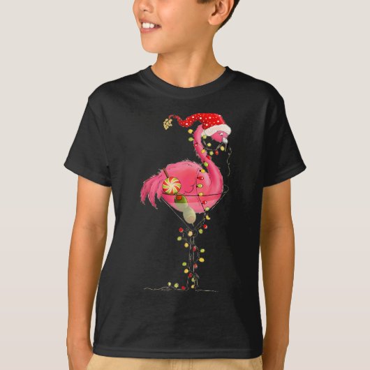 Christmas Flamingo In Martini Gl For Trocal Holida T-shirt (Voorkant)