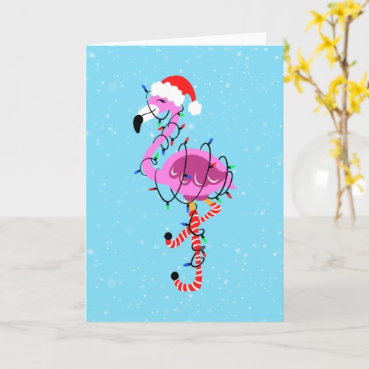 Christmas Flamingo Kaart (Gele Bloem)