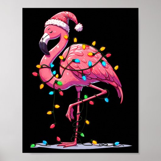 Christmas Flamingo Lover Santa Xmas Vrouwen Mannen Poster (Voorkant)