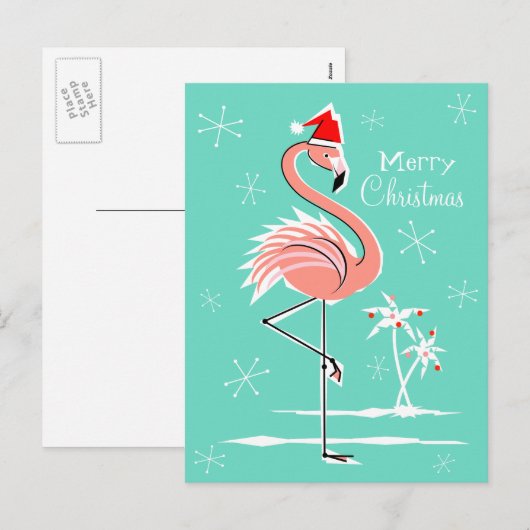 Christmas Flamingo Merry Christmas briefkaart (Voorkant / Achterkant)