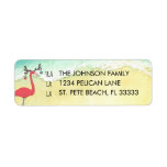 Christmas Flamingo on Beach Return Address Etiket<br><div class="desc">Our fun foliday return address label features a bright red flamingo wearing reindeer antlers decorated with Christmas ornaments. De sandy beach and ocean waves lets people know that you re in Florida. All text on the label can be personalized with your own wording.</div>