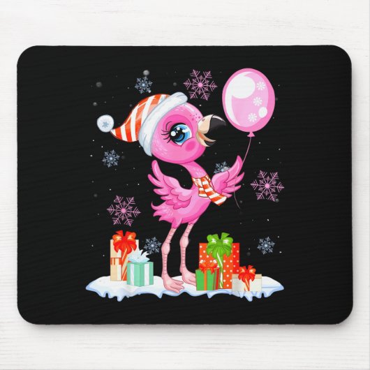 Christmas Flamingo Pajama Matching Santa Hat Xmas Muismat (Voorkant)