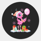 Christmas Flamingo Pajama Matching Santa Hat Xmas  Ronde Sticker (Voorkant)