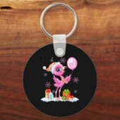 Christmas Flamingo Pajama Matching Santa Hat Xmas  Sleutelhanger (Voorkant)