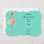 Christmas Flamingo 'Party' uitnodigingsbeugel Kaart (Achterkant)