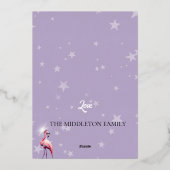 Christmas Flamingo Sparkle Paarse Folie Uitnodiging (Achterkant)