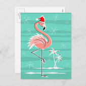 Christmas Flamingo Stripe briefkaart (Voorkant / Achterkant)
