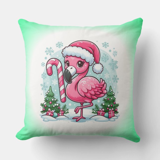 Christmas Flamingo Sublimation Clipart Kussen (Voorkant)