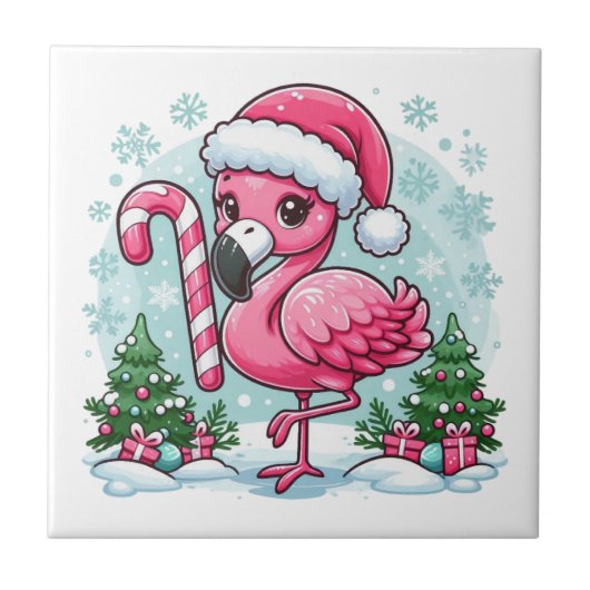 Christmas Flamingo Sublimation Clipart Tegeltje (Voorkant)