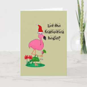 Christmas Flamingo Wenskaart Feestdagen Kaart