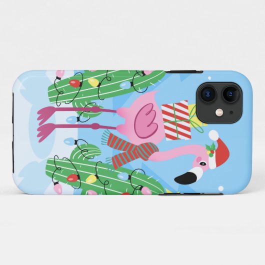 Christmas Flamingo with Cactus Case-Mate iPhone Case (Achterkant (horizontaal))