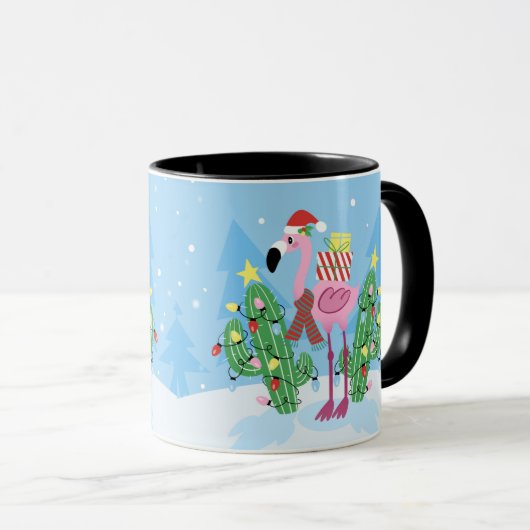Christmas Flamingo with Cactus Mok (Voorkant rechts)