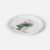 Christmas flamingos tropical party plates papieren bordje (Gekanteld)