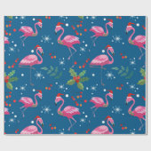 Christmas Flamongos and holly pattern Cadeaupapier (Vlak)