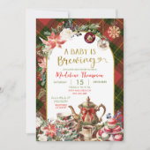 Christmas Floral Baby Brew Tea Party Baby Shower Kaart (Voorkant)