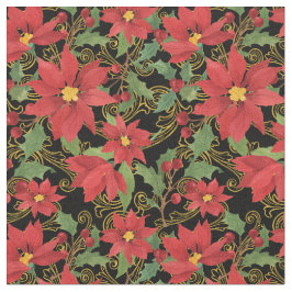 Christmas Floral Black Stof