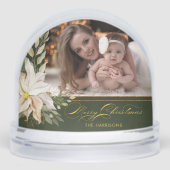 Christmas Floral Calligraphy Photo Snow Globe Sneeuwbol (Voorkant)
