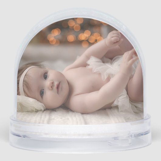 Christmas Floral Calligraphy Photo Snow Globe Sneeuwbol (Achterkant)