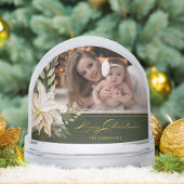 Christmas Floral Calligraphy Photo Snow Globe Sneeuwbol