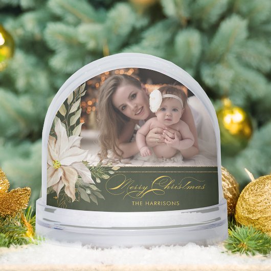Christmas Floral Calligraphy Photo Snow Globe Sneeuwbol