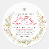 Christmas floral candle ingrediënten label (Voorkant)