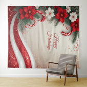 Christmas Floral Candy Canes Holiday Backdrop Wandkleed (In Situ (horizontaal))
