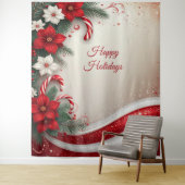 Christmas Floral Candy Canes Holiday Backdrop Wandkleed (In situ)