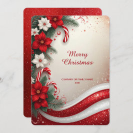 Christmas Floral Candy Canes Holiday Card Feestdagenkaart