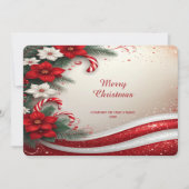 Christmas Floral Candy Canes Holiday Card Feestdagenkaart (Voorkant)