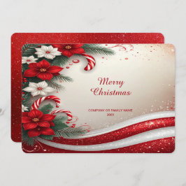 Christmas Floral Candy Canes Holiday Card Feestdagenkaart