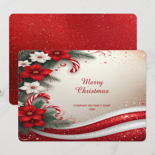 Christmas Floral Candy Canes Holiday Card Feestdagenkaart (Voorkant / Achterkant)