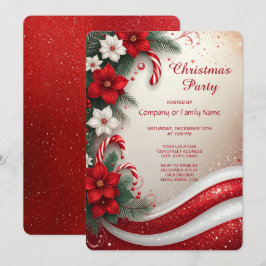 Christmas Floral Candy Canes Holiday Party Kaart