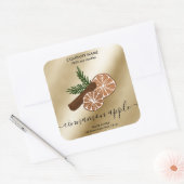 Christmas Floral Cinnamon Candle productetiket Vierkante Sticker (Envelop)