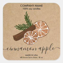 Christmas Floral Cinnamon Candle productetiket Vierkante Sticker