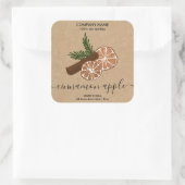Christmas Floral Cinnamon Candle productetiket Vierkante Sticker (Tas)