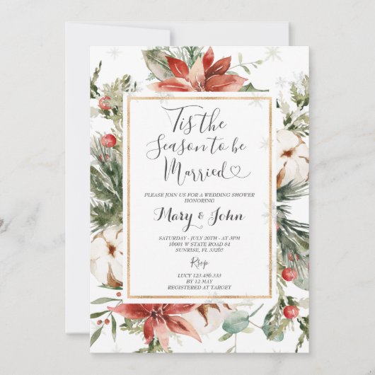 Christmas Floral Dit is het seizoen om te trouwen Kaart (Voorkant)