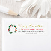 Christmas Floral Elegant Simple Return Address Etiket (Insitu)