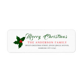 Christmas Floral Elegant Simple Return Address Etiket