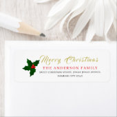 Christmas Floral Elegant Simple Return Address Etiket (Insitu)