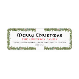 Christmas Floral Elegant Simple Return Address Etiket