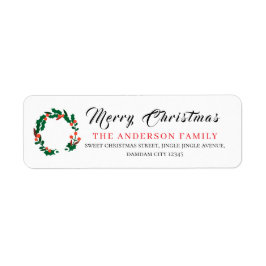 Christmas Floral Elegant Simple Return Address Etiket