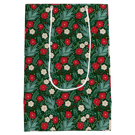 Christmas Floral Gift Bag Medium Cadeauzakje (Achterkant)