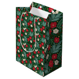 Christmas Floral Gift Bag Medium Cadeauzakje